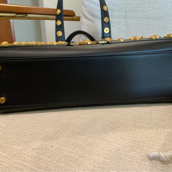 Large Versace Black Leather and Gold Handbag - Picture 6 of 6